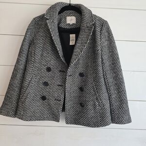 Black and White Houndstooth PEACOAT SP Loft. NWT
